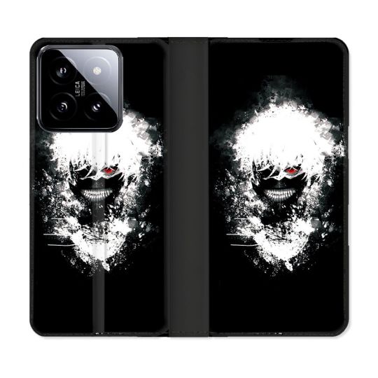 Housse cuir portefeuille Pour Xiaomi 14 Manga Tokyo Ghoul Kaneki Tag