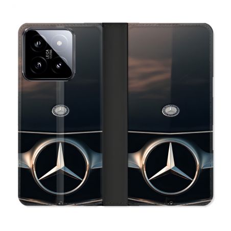 Housse cuir portefeuille Pour Xiaomi 14 Mercedes Calendre