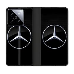 Housse cuir portefeuille Pour Xiaomi 14 Mercedes Carbone