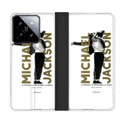 Housse cuir portefeuille Pour Xiaomi 14 Michael Jackson Blanc