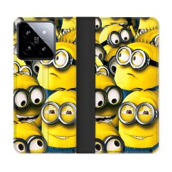 Housse cuir portefeuille Pour Xiaomi 14 Minions Groupe