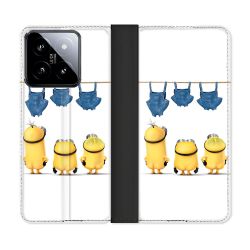 Housse cuir portefeuille Pour Xiaomi 14 Minions Nus