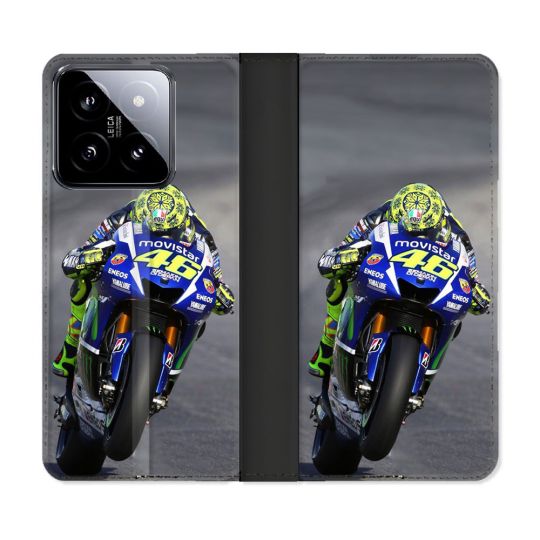 Housse cuir portefeuille Pour Xiaomi 14 Moto Course GP Wheeling 46