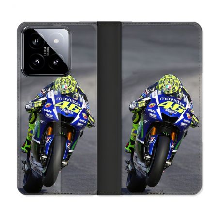 Housse cuir portefeuille Pour Xiaomi 14 Moto Course GP Wheeling 46