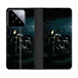 Housse cuir portefeuille Pour Xiaomi 14 Moto Harley Vintage