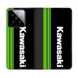 Housse cuir portefeuille Pour Xiaomi 14 Moto Kawasaki