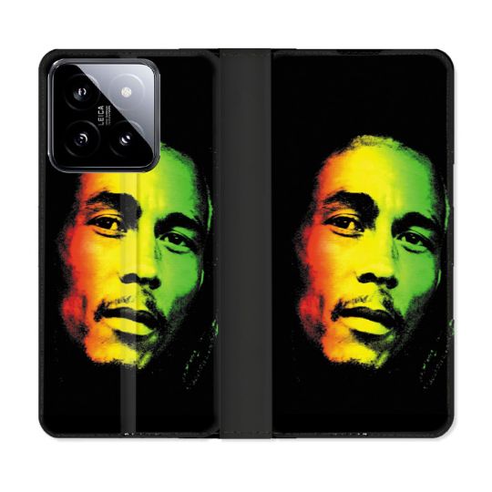Housse cuir portefeuille Pour Xiaomi 14 Musique Bob Marley 2