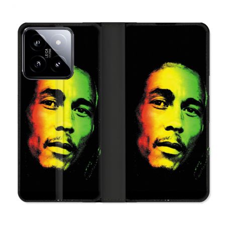Housse cuir portefeuille Pour Xiaomi 14 Musique Bob Marley 2
