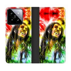 Housse cuir portefeuille Pour Xiaomi 14 Musique Bob Marley Color