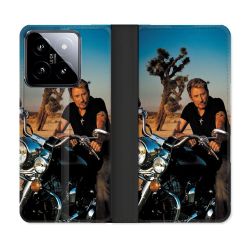 Housse cuir portefeuille Pour Xiaomi 14 Musique Johnny Hallyday Moto