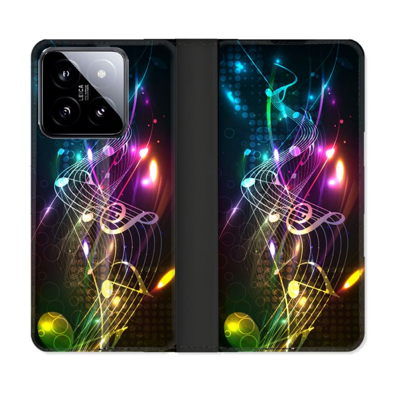Housse cuir portefeuille Pour Xiaomi 14 Musique Partition Multicolore