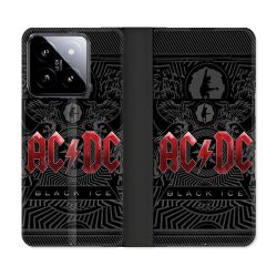 Housse cuir portefeuille Pour Xiaomi 14 Musique Rock ACDC Rouge