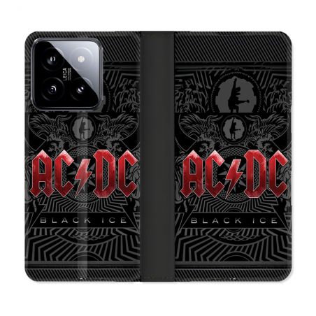Housse cuir portefeuille Pour Xiaomi 14 Musique Rock ACDC Rouge