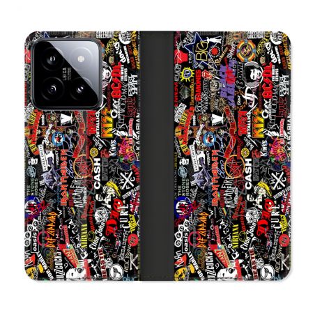 Housse cuir portefeuille Pour Xiaomi 14 Musique Rock Groupe