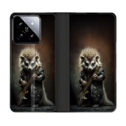 Housse cuir portefeuille Pour Xiaomi 14 Musique Rock Herisson