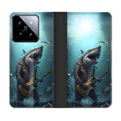 Housse cuir portefeuille Pour Xiaomi 14 Musique Rock Requin