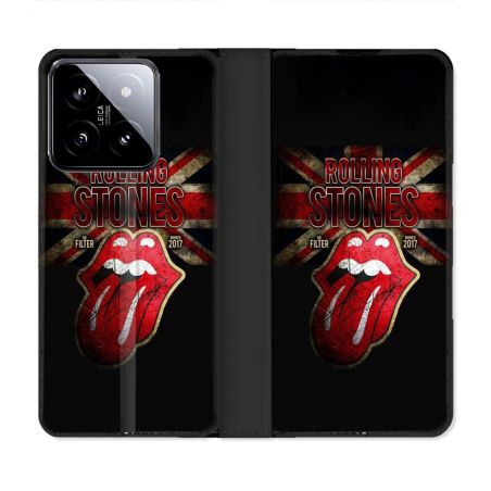 Housse cuir portefeuille Pour Xiaomi 14 Musique Rolling Stones