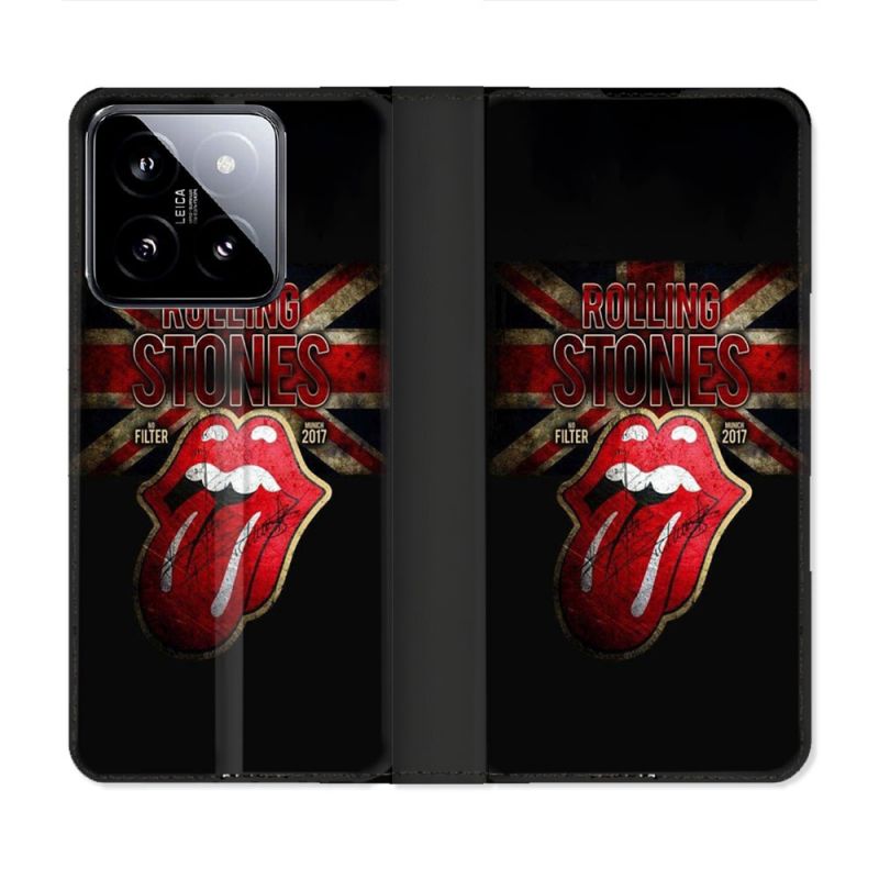 Housse cuir portefeuille Pour Xiaomi 14 Musique Rolling Stones