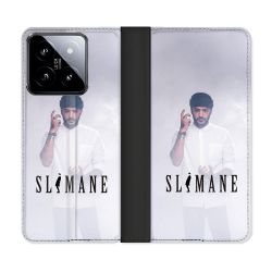 Housse cuir portefeuille Pour Xiaomi 14 Musique Slimane Blanc