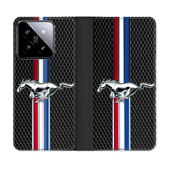 Housse cuir portefeuille Pour Xiaomi 14 Mustang