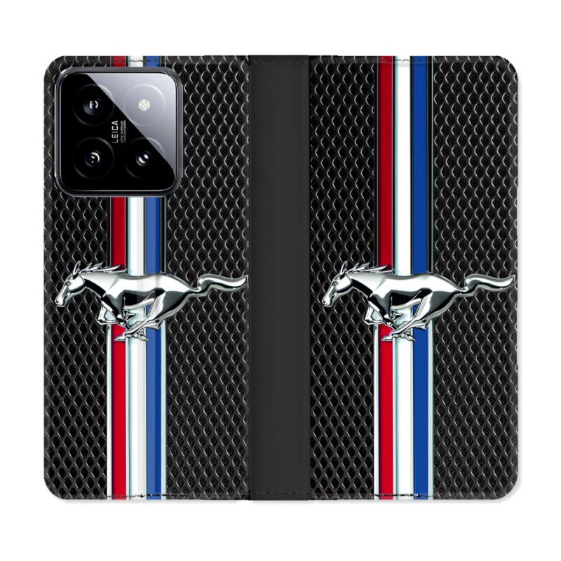 Housse cuir portefeuille Pour Xiaomi 14 Mustang