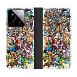 Housse cuir portefeuille Pour Xiaomi 14 Nintendo