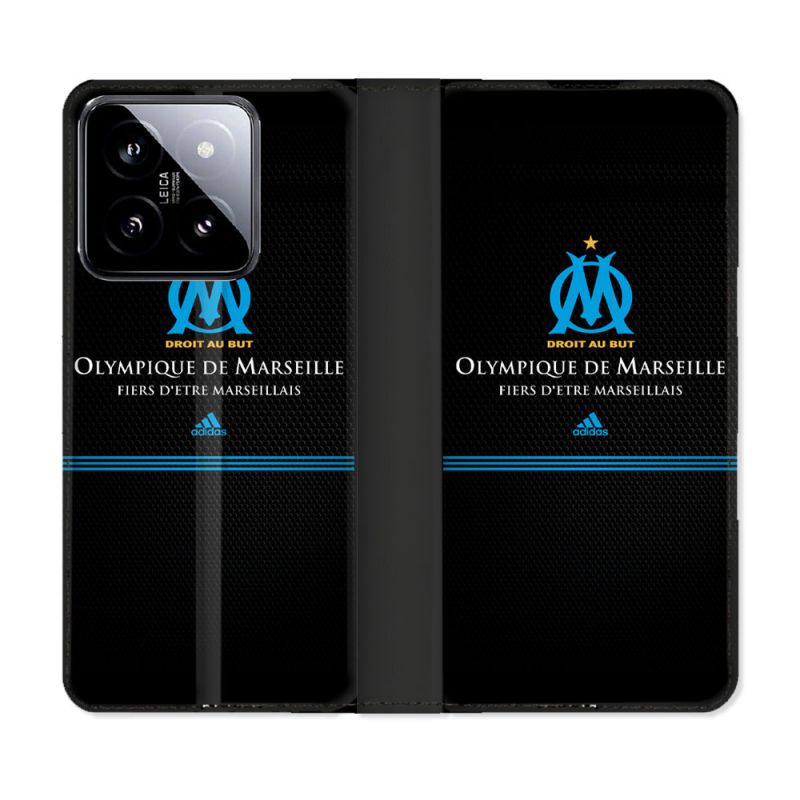 Housse cuir portefeuille Pour Xiaomi 14 Olympique Marseille OM Fier etre Marseillais