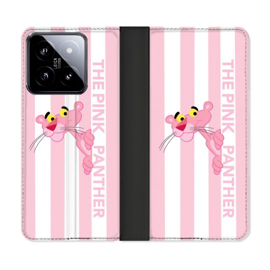 Housse cuir portefeuille Pour Xiaomi 14 Panthere Rose