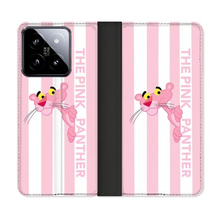 Housse cuir portefeuille Pour Xiaomi 14 Panthere Rose