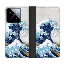 Housse cuir portefeuille Pour Xiaomi 14 Peinture La Grande Vague