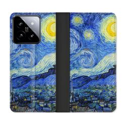 Housse cuir portefeuille Pour Xiaomi 14 Peinture La nuit étoilée