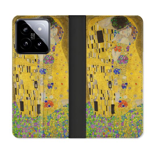 Housse cuir portefeuille Pour Xiaomi 14 Peinture Le Baiser