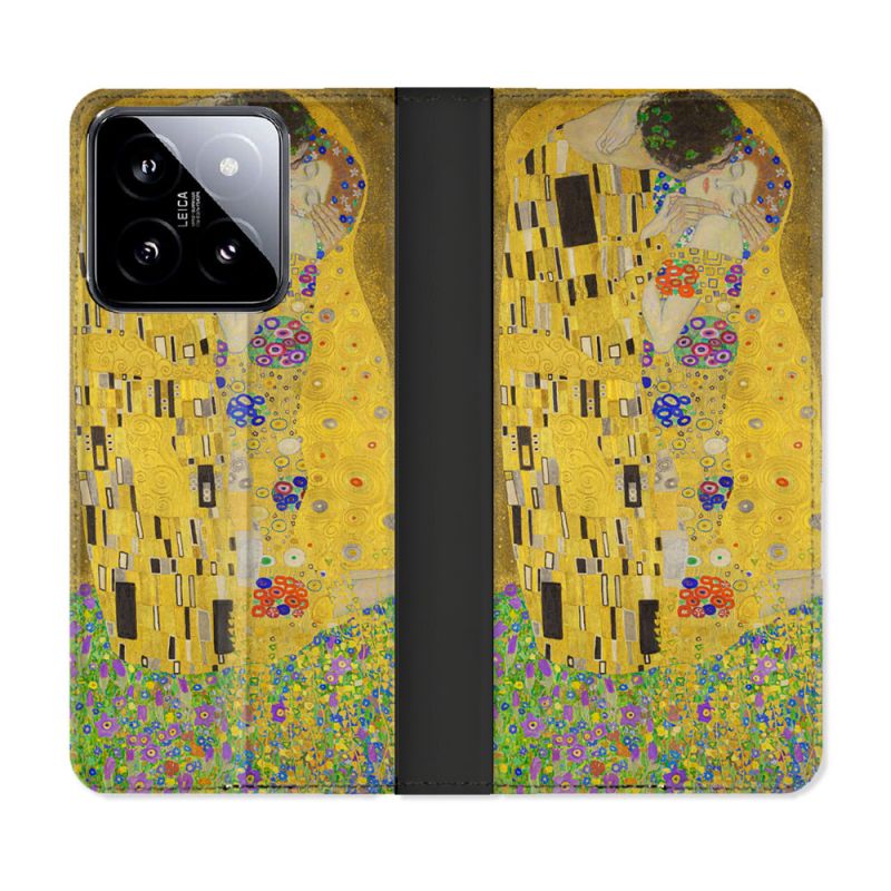 Housse cuir portefeuille Pour Xiaomi 14 Peinture Le Baiser