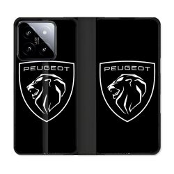 Housse cuir portefeuille Pour Xiaomi 14 Peugeot