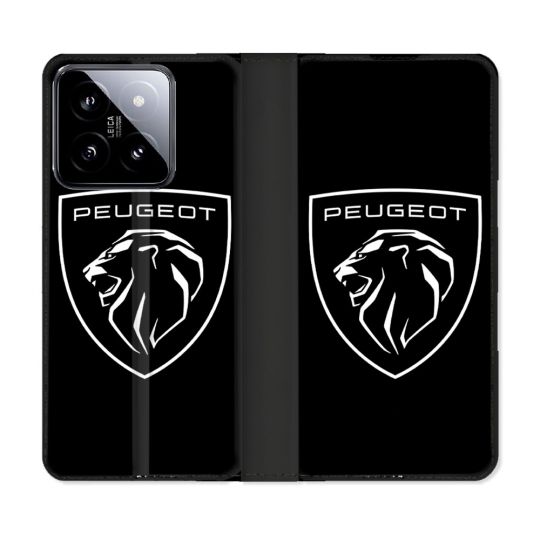 Housse cuir portefeuille Pour Xiaomi 14 Peugeot