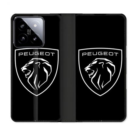 Housse cuir portefeuille Pour Xiaomi 14 Peugeot