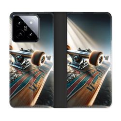 Housse cuir portefeuille Pour Xiaomi 14 Planche Skate