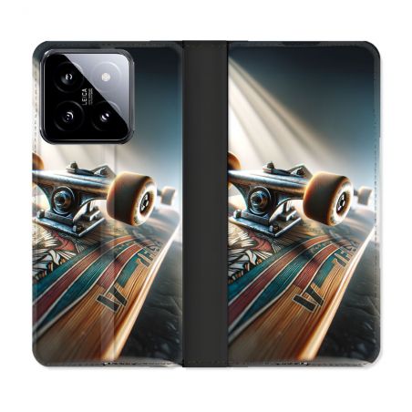 Housse cuir portefeuille Pour Xiaomi 14 Planche Skate