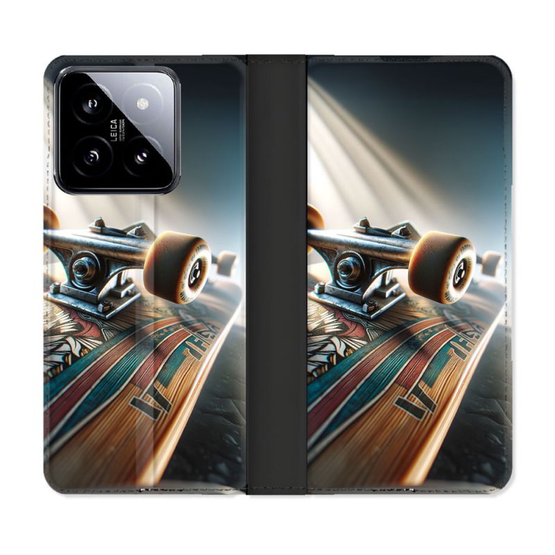 Housse cuir portefeuille Pour Xiaomi 14 Planche Skate