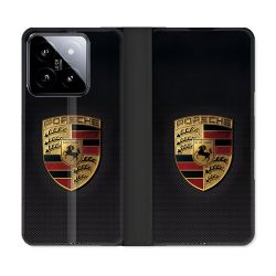 Housse cuir portefeuille Pour Xiaomi 14 Porsche Carbone