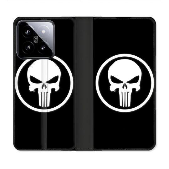 Housse cuir portefeuille Pour Xiaomi 14 Punisher