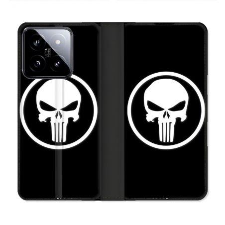 Housse cuir portefeuille Pour Xiaomi 14 Punisher