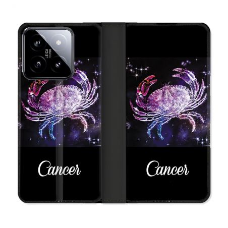Housse cuir portefeuille Pour Xiaomi 14 Signe Zodiaque 2 Cancer
