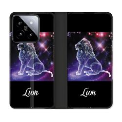 Housse cuir portefeuille Pour Xiaomi 14 Signe Zodiaque 2 Lion