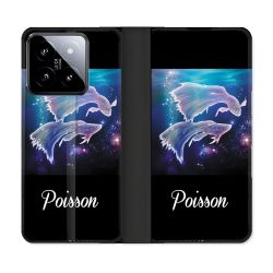 Housse cuir portefeuille Pour Xiaomi 14 Signe Zodiaque 2 Poisson