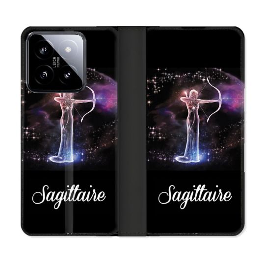 Housse cuir portefeuille Pour Xiaomi 14 Signe Zodiaque 2 Sagittaire