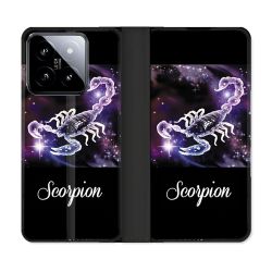 Housse cuir portefeuille Pour Xiaomi 14 Signe Zodiaque 2 Scorpion