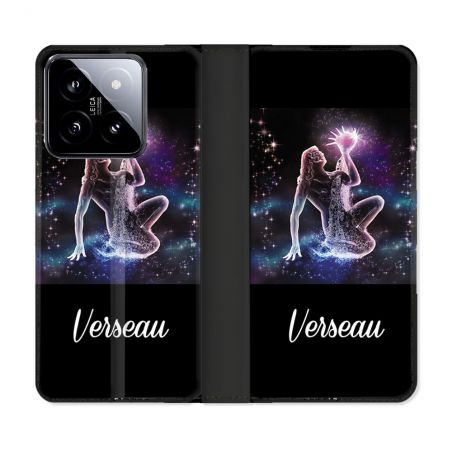 Housse cuir portefeuille Pour Xiaomi 14 Signe Zodiaque 2 Verseau