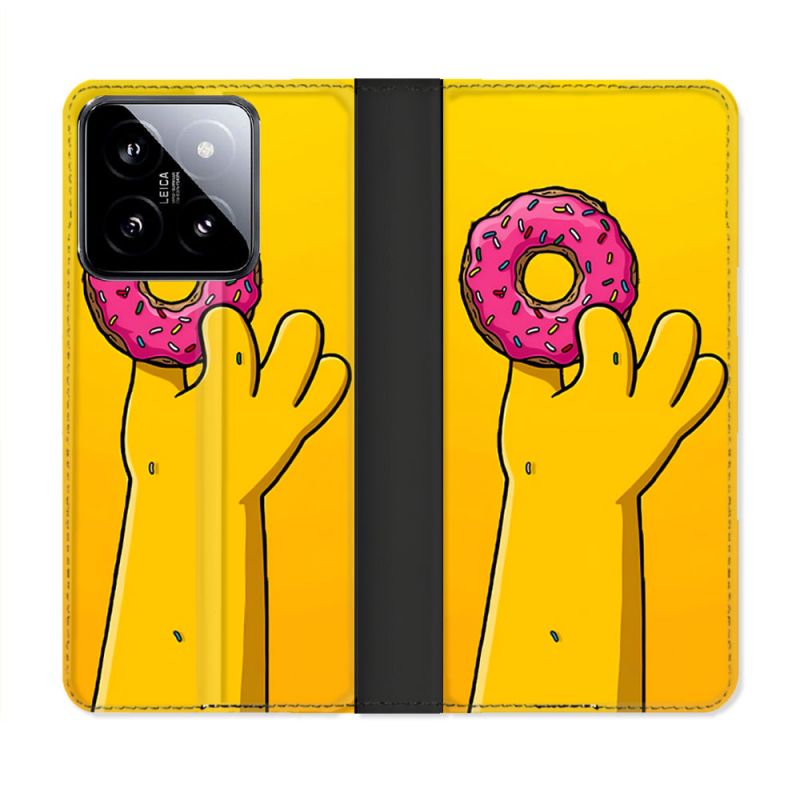 Housse cuir portefeuille Pour Xiaomi 14 Simpson Donuts