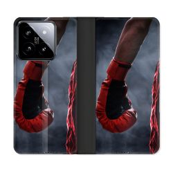 Housse cuir portefeuille Pour Xiaomi 14 Sport Boxe Gant Rouge